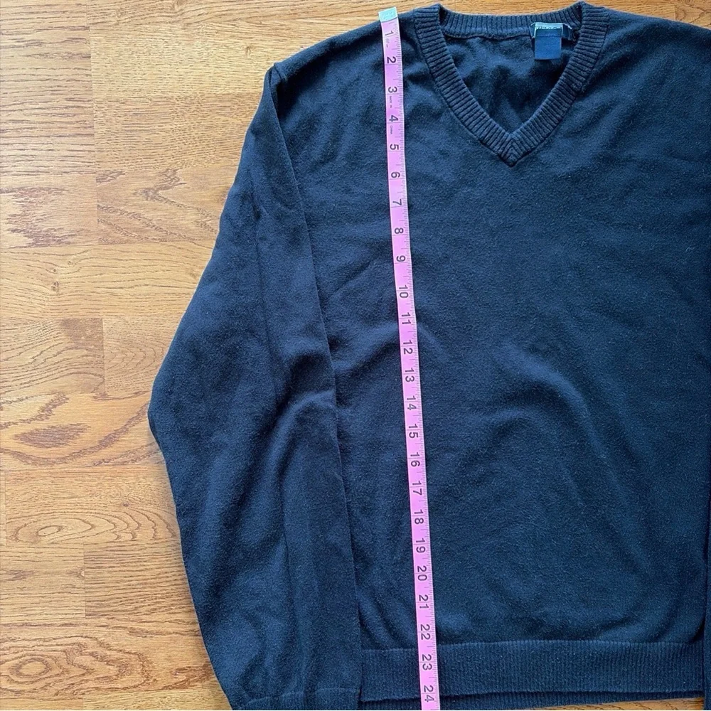 J.Crew Men Sweater Long Sleeve Cotton Blend Black V Neck Pullover Long Sleeve L